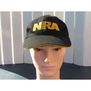 NRA Baseball Cap Hat Men's Adjustable Black Yellow Embroidered American Flag